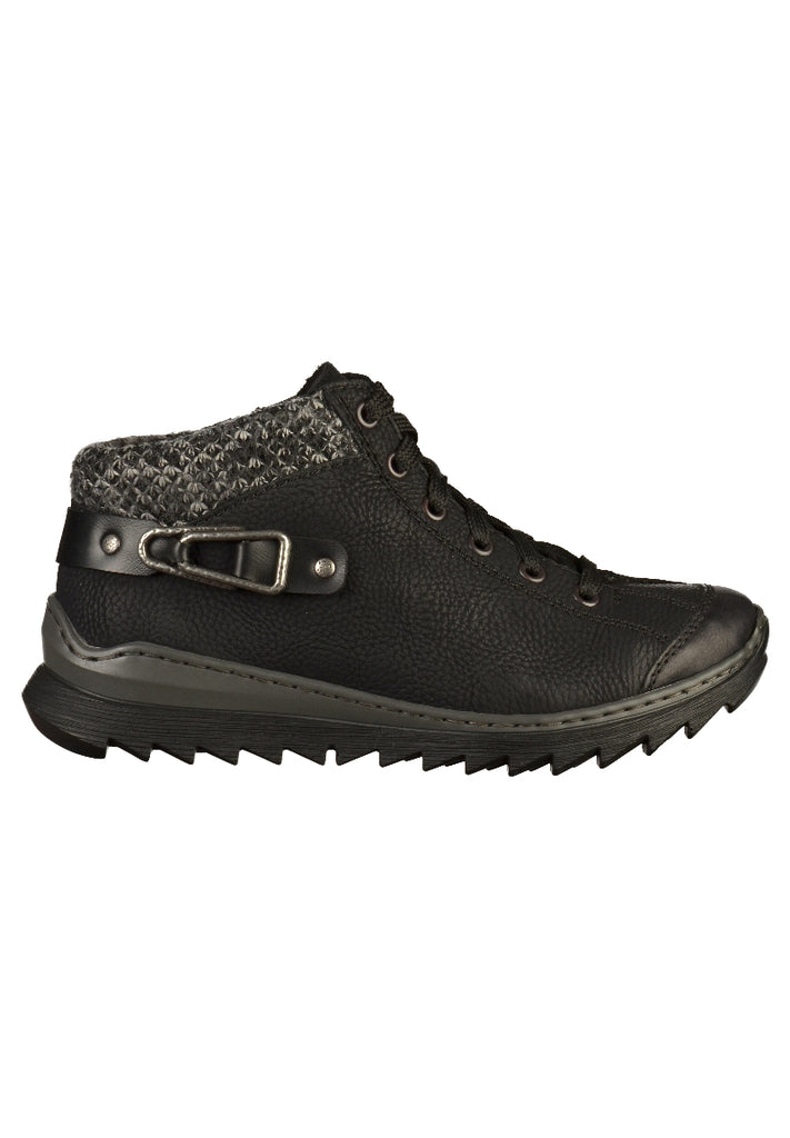 Rieker Halbschuhe Lederimitat Schwarz - surf4shoes