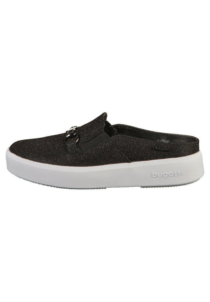 Bugatti Slipper Leder/Textil Schwarz/Silber - surf4shoes
