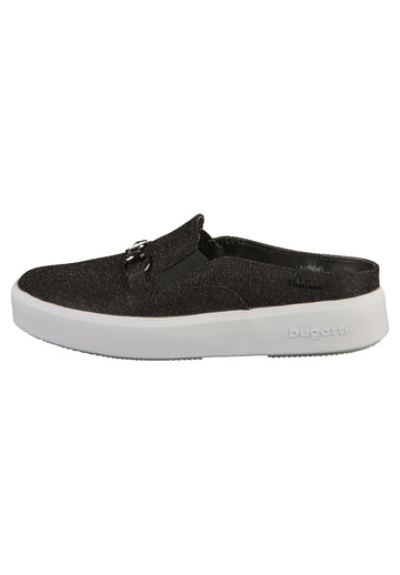 Bugatti Slipper Leder/Textil Schwarz/Silber - surf4shoes