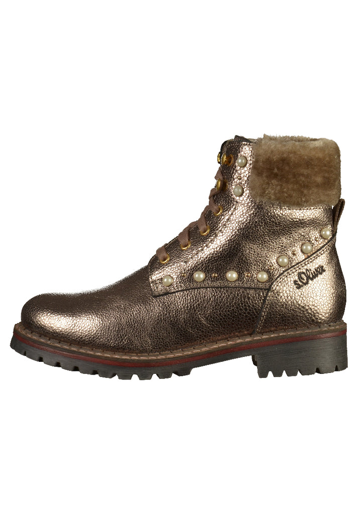 s.Oliver Stiefelette Leder/Textil Gold - surf4shoes