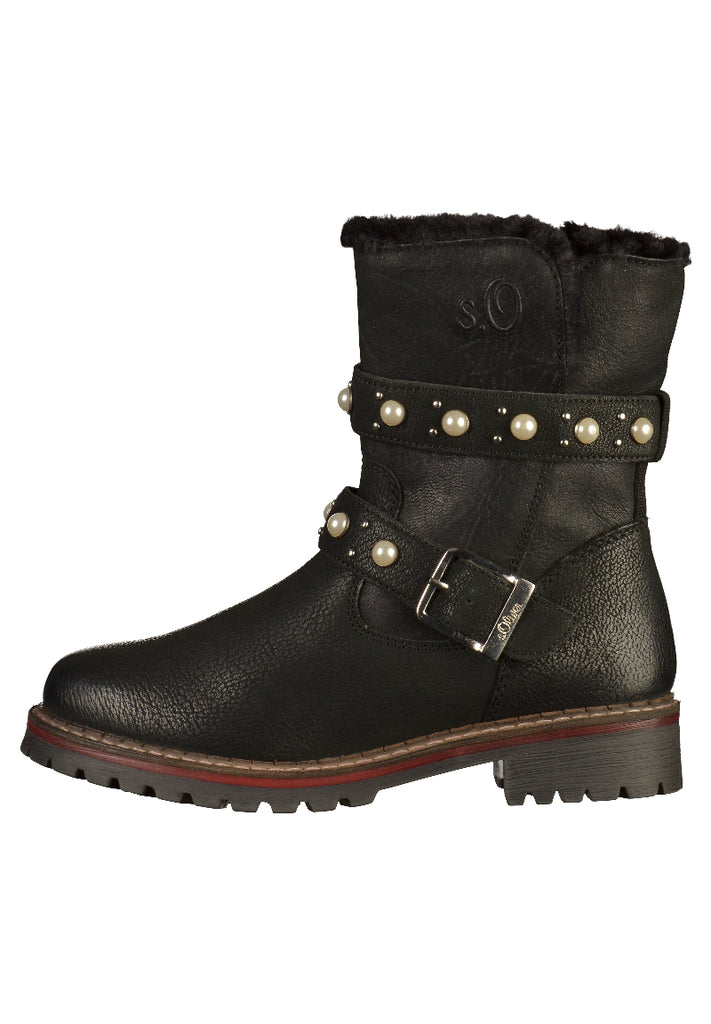s.Oliver Stiefelette Leder Schwarz - surf4shoes