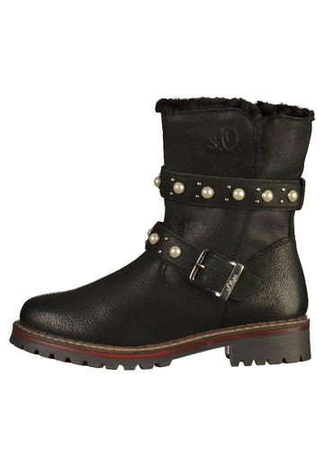 s.Oliver Stiefelette Leder Schwarz - surf4shoes