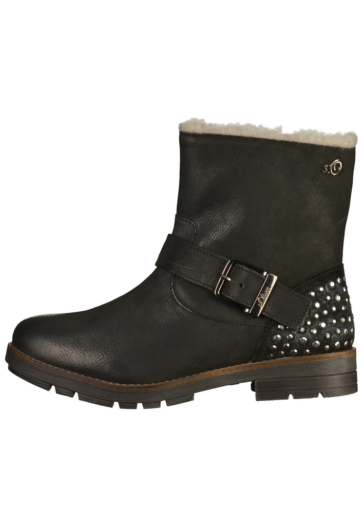 s.Oliver Stiefelette Leder Schwarz - surf4shoes