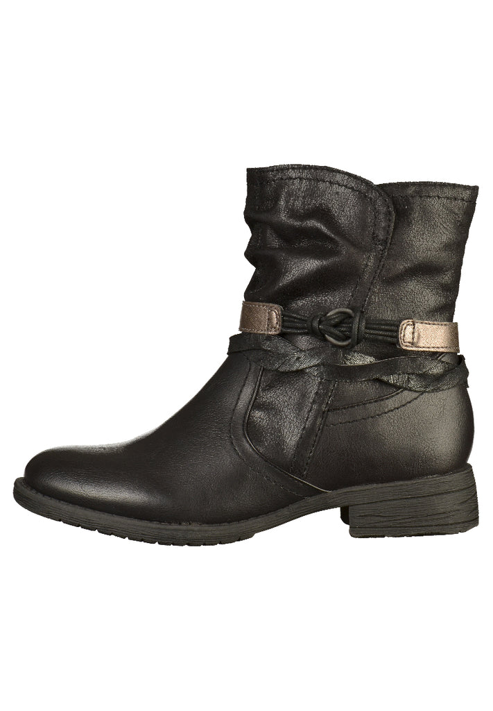 Jana Stiefelette Lederimitat Schwarz - surf4shoes
