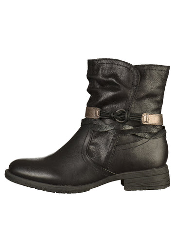 Jana Stiefelette Lederimitat Schwarz - surf4shoes