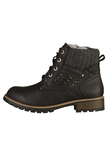 Jana Stiefelette Lederimitat Schwarz - surf4shoes
