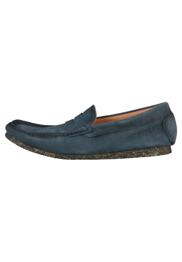 Replay Mokassin Leder Blau - surf4shoes