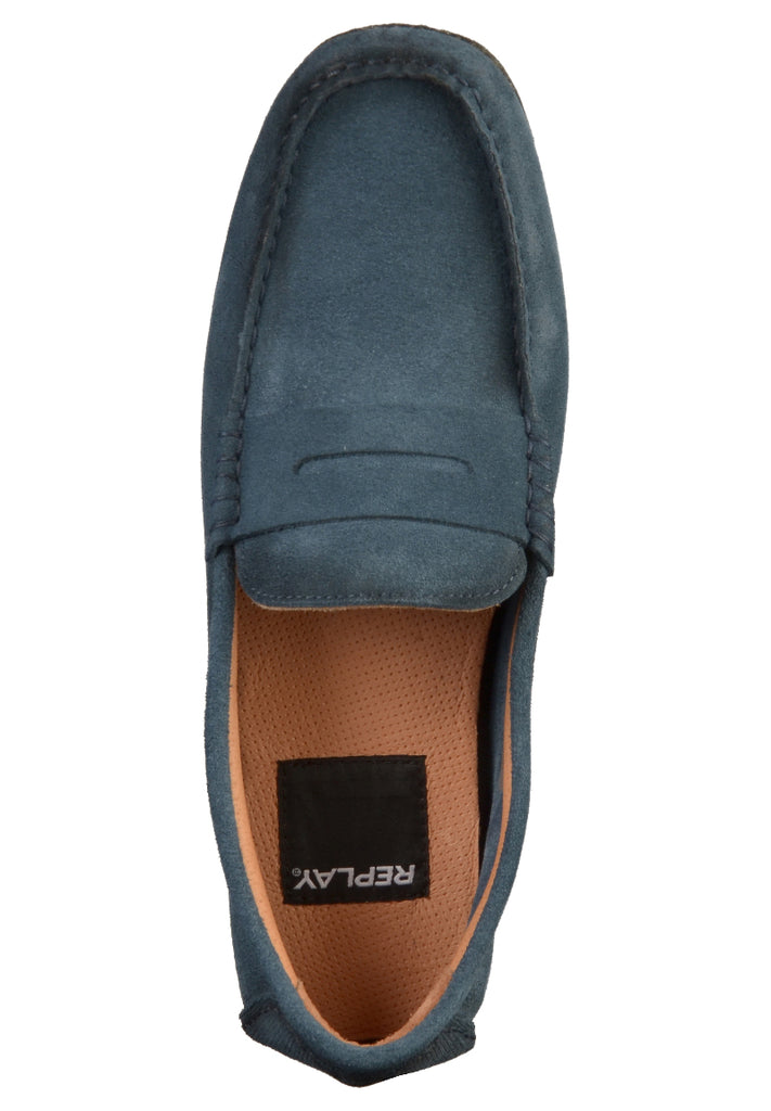Replay Mokassin Leder Blau - surf4shoes