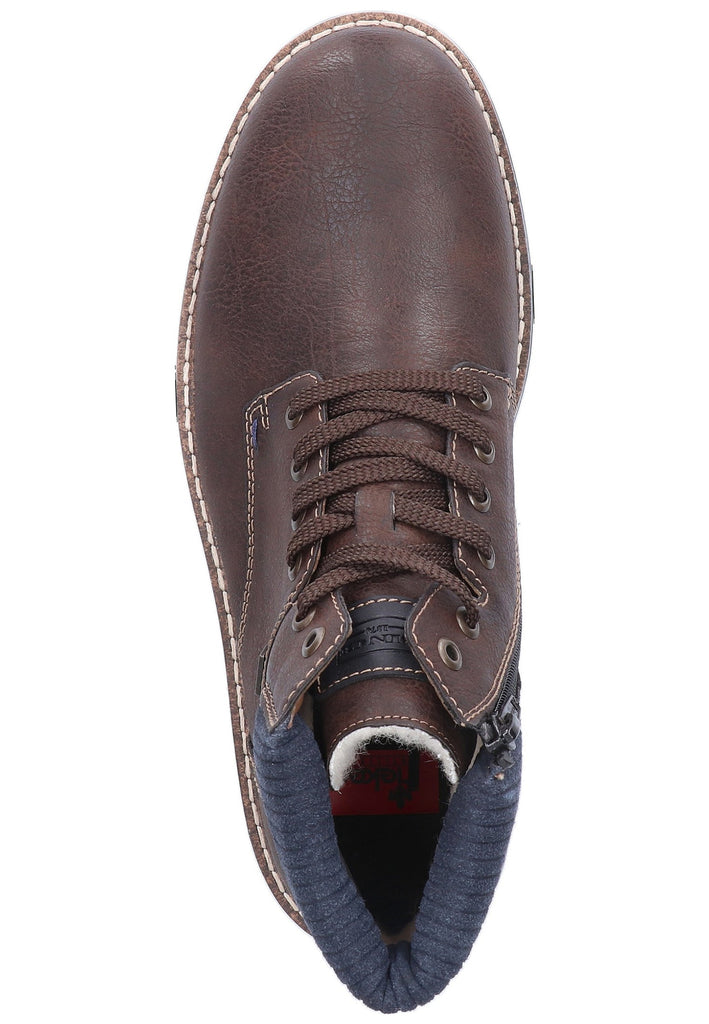 Rieker Stiefelette Lederimitat Dunkelbraun - surf4shoes