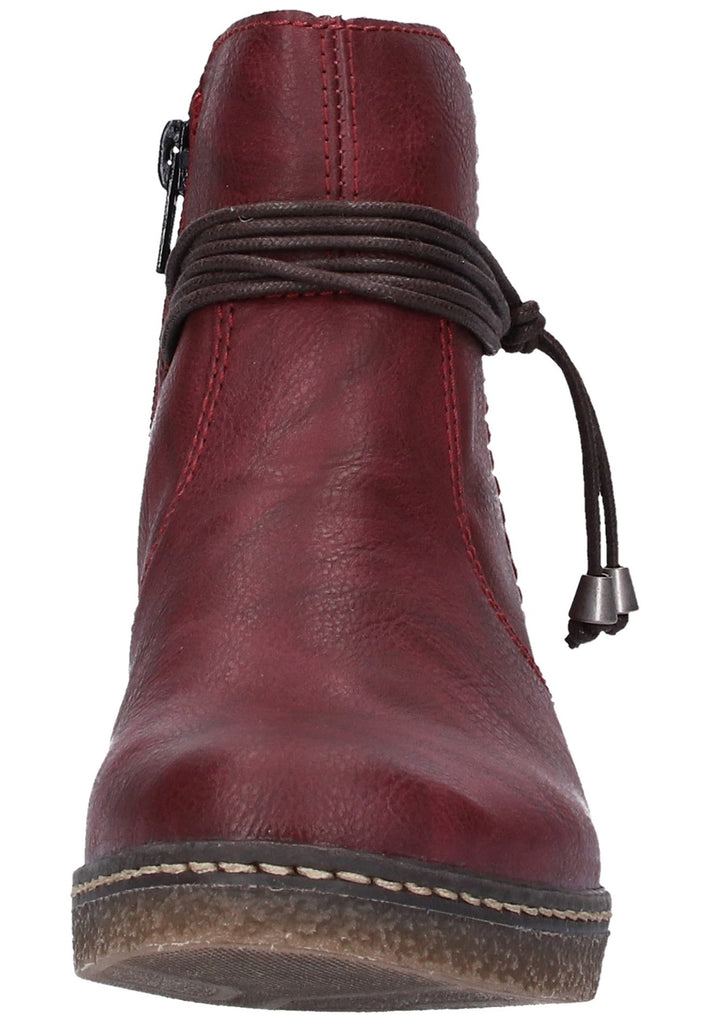 Rieker Stiefelette Lederimitat Rot - surf4shoes