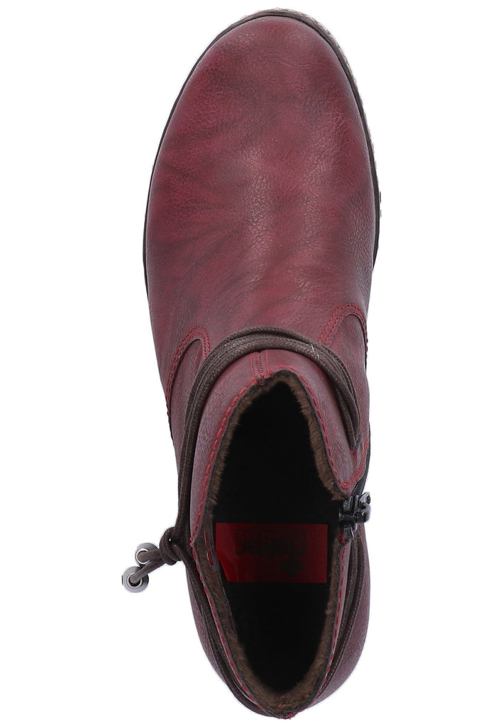 Rieker Stiefelette Lederimitat Rot - surf4shoes