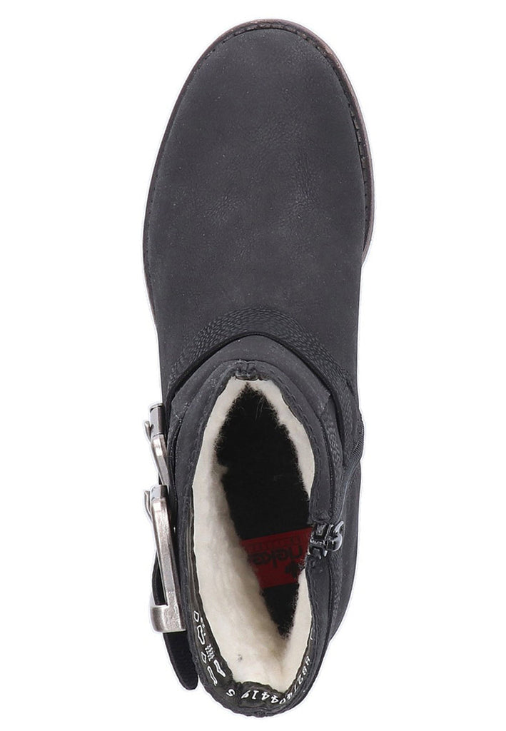 Rieker Stiefelette Lederimitat Schwarz - surf4shoes