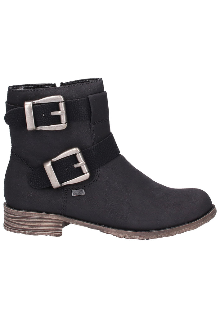 Rieker Stiefelette Lederimitat Schwarz - surf4shoes