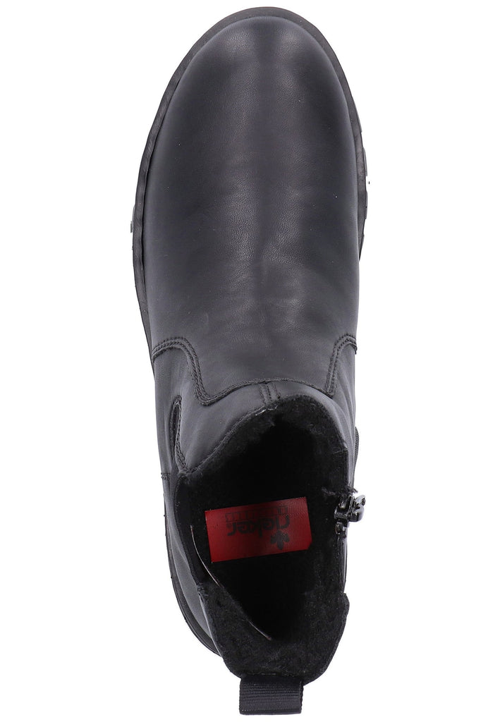 Rieker Stiefelette Lederimitat Schwarz - surf4shoes