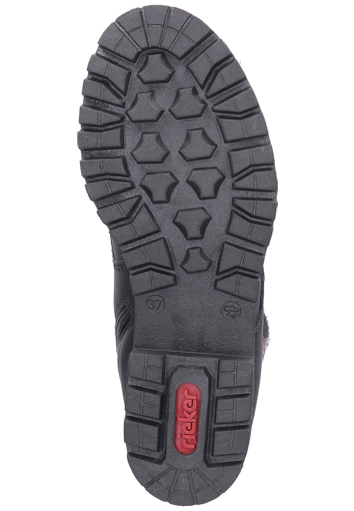Rieker Stiefelette Lederimitat Schwarz - surf4shoes