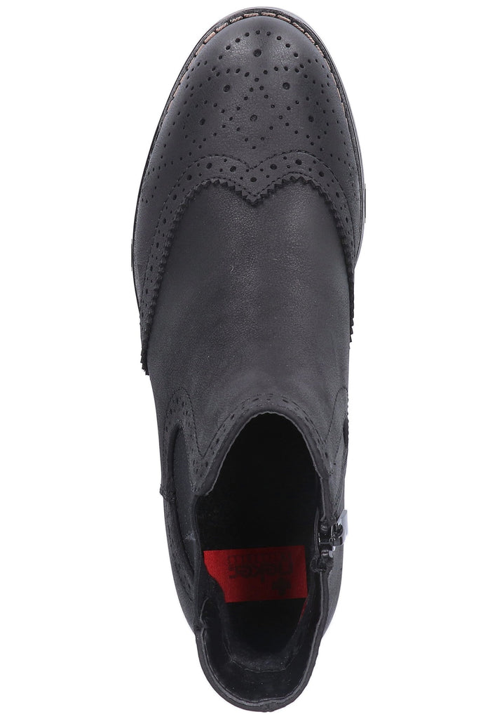 Rieker Stiefelette Lederimitat Schwarz - surf4shoes