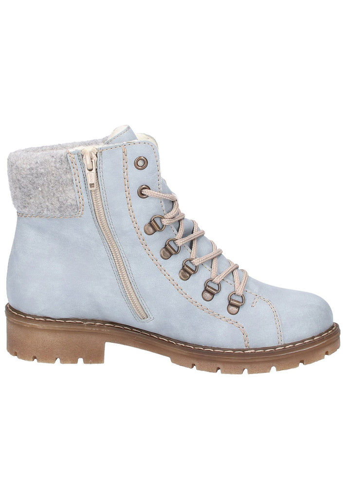 Rieker Stiefelette Lederimitat Hellblau - surf4shoes