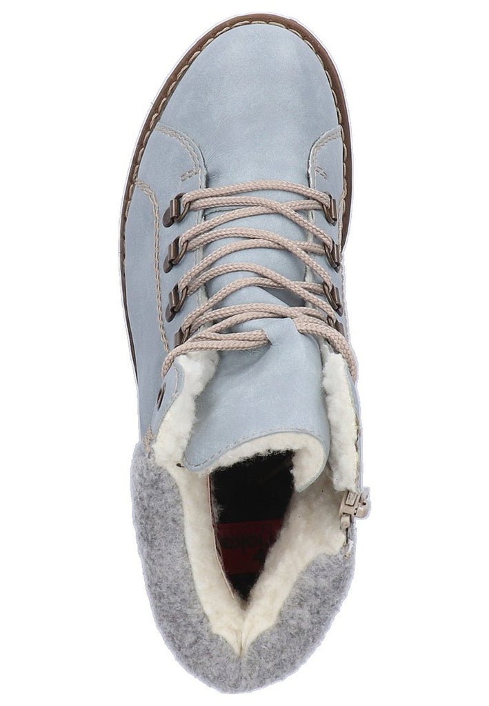 Rieker Stiefelette Lederimitat Hellblau - surf4shoes