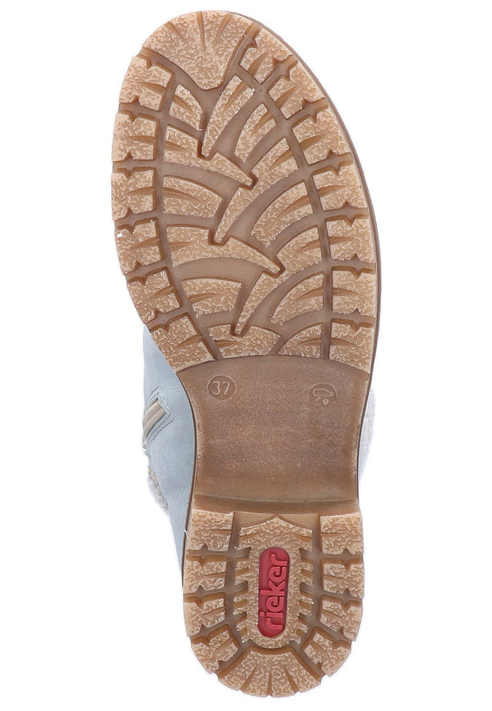 Rieker Stiefelette Lederimitat Hellblau - surf4shoes
