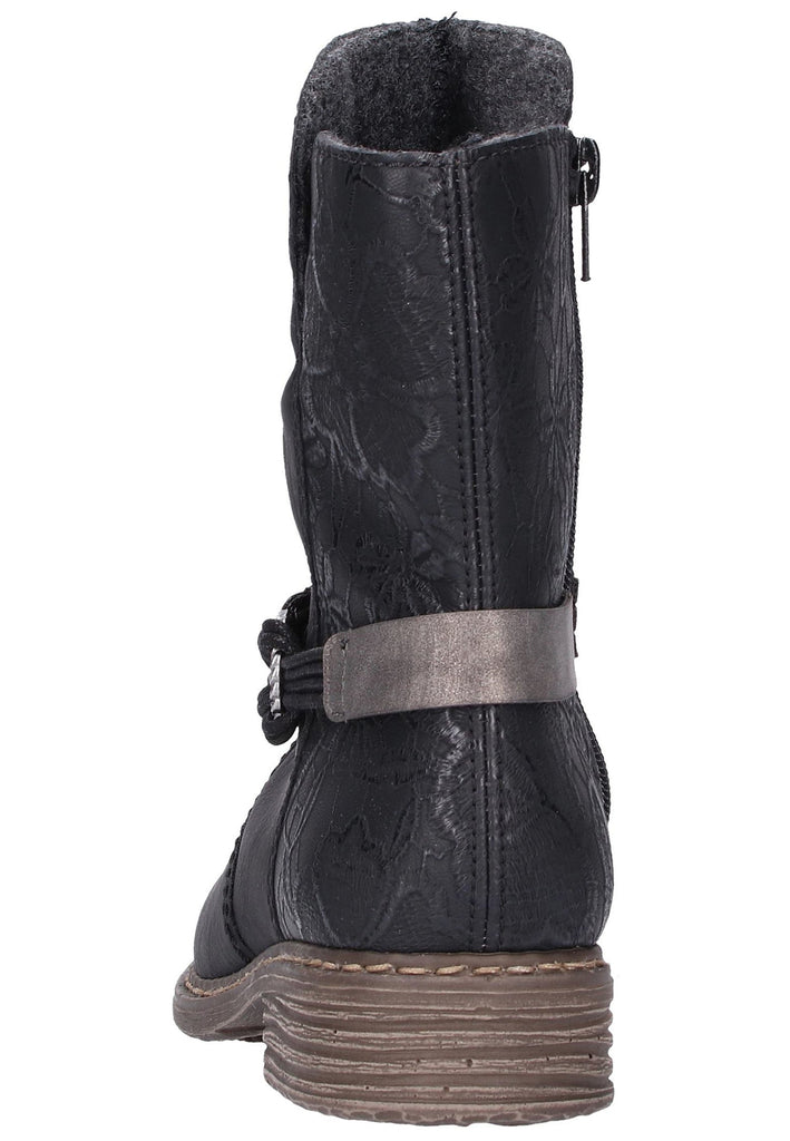 Rieker Stiefelette Lederimitat Schwarz - surf4shoes