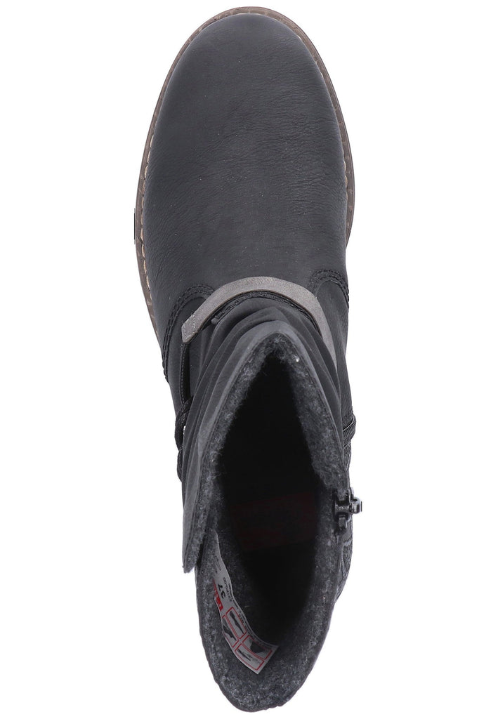 Rieker Stiefelette Lederimitat Schwarz - surf4shoes