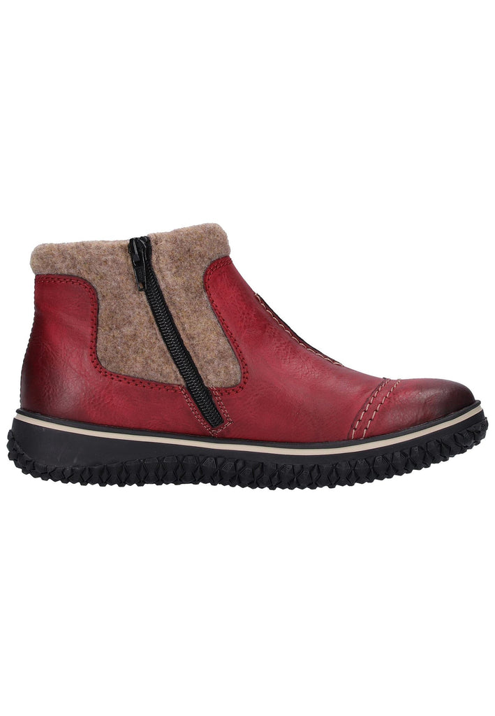 Rieker Stiefelette Lederimitat/Textil Rot Warmfutter - surf4shoes