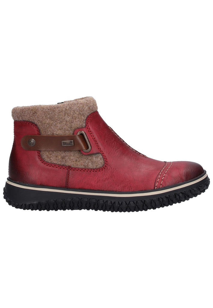 Rieker Stiefelette Lederimitat/Textil Rot Warmfutter - surf4shoes
