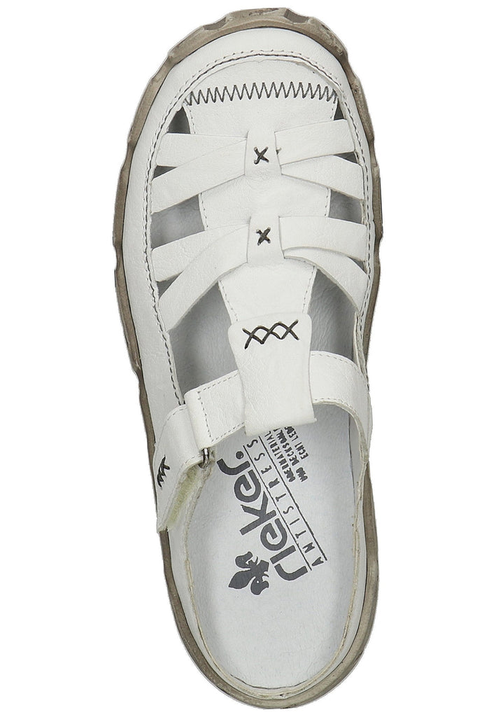 Rieker Pantoletten Leder Weiß - surf4shoes
