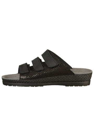 Rohde Pantoletten Leder Schwarz - surf4shoes