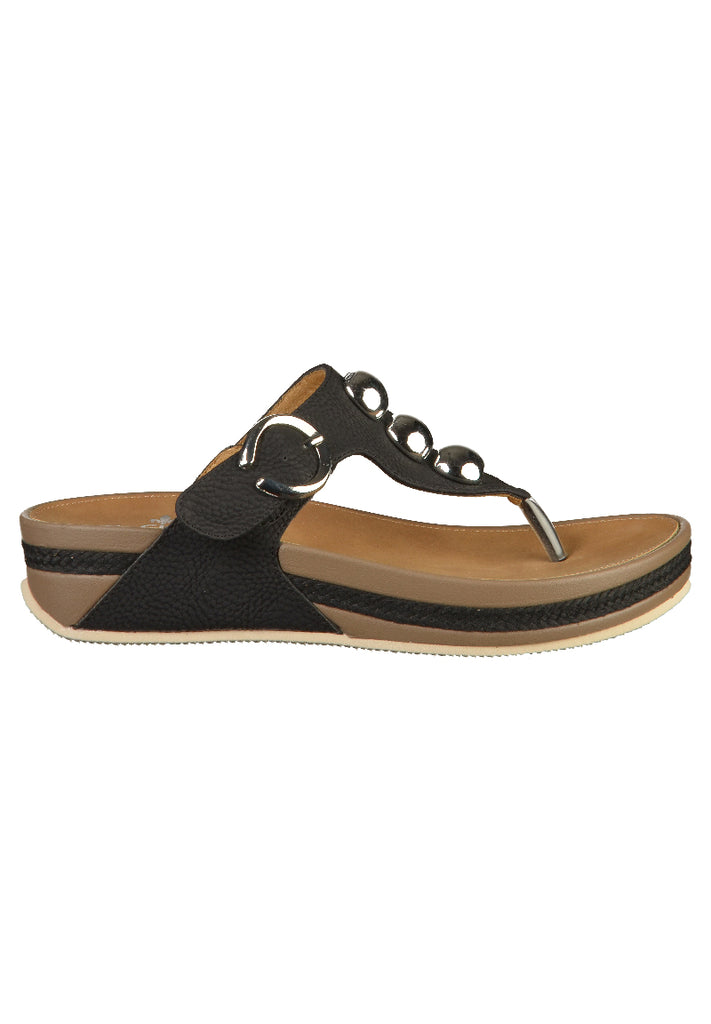 Rieker Zehensteg Lederimitat Schwarz - surf4shoes