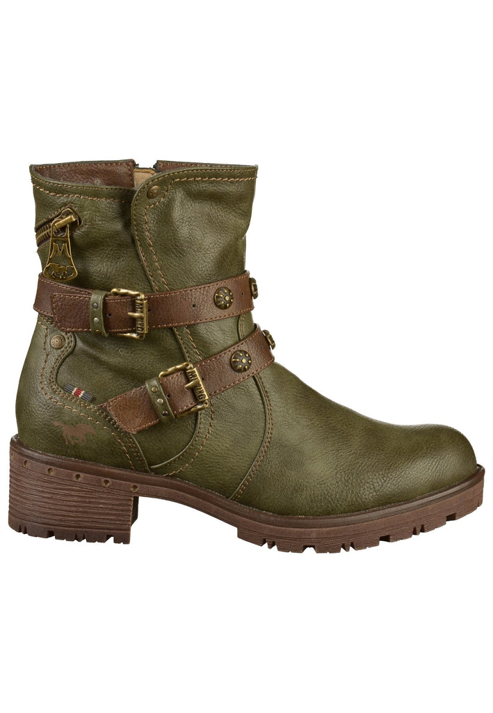 Mustang Stiefelette Lederimitat Oliv - surf4shoes