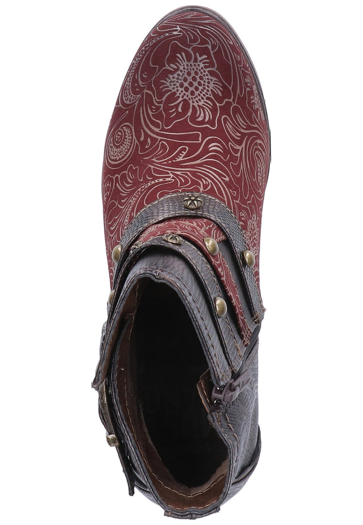 Mustang Stiefelette Lederimitat/Textil Bordeaux - surf4shoes