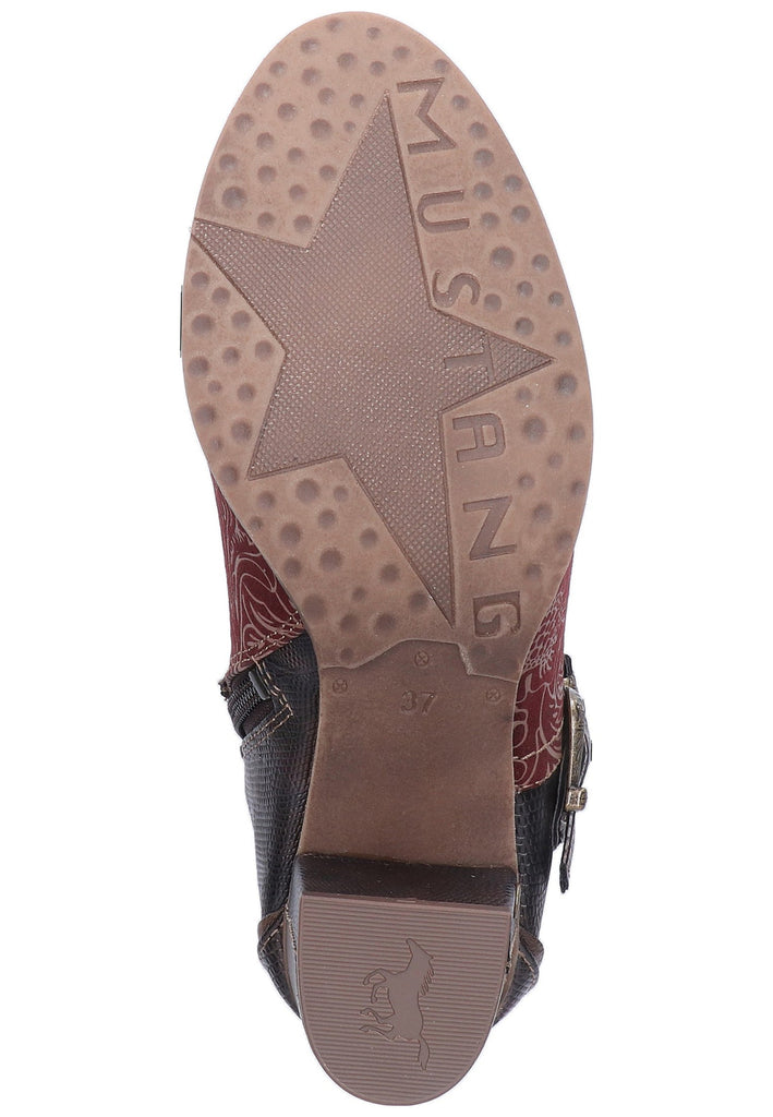 Mustang Stiefelette Lederimitat/Textil Bordeaux - surf4shoes