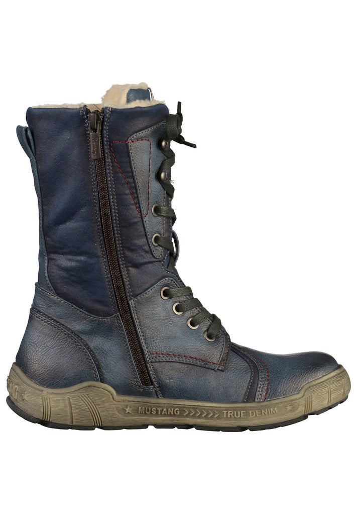 Mustang Stiefelette Lederimitat/Textil Dunkelblau - surf4shoes