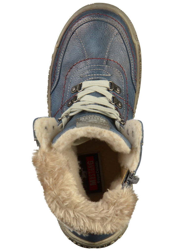 Mustang Stiefelette Lederimitat/Textil Blau - surf4shoes