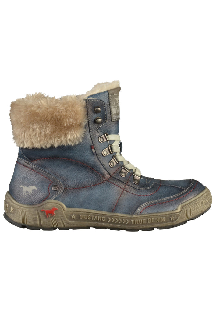 Mustang Stiefelette Lederimitat/Textil Blau - surf4shoes