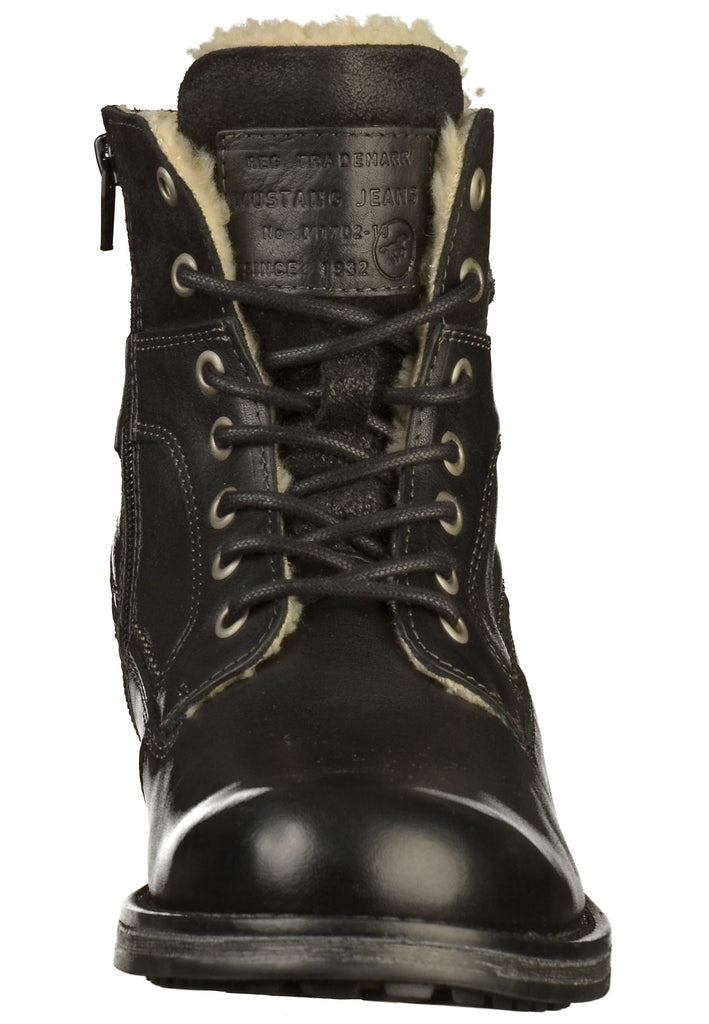 Mustang Stiefelette Leder Schwarz - surf4shoes