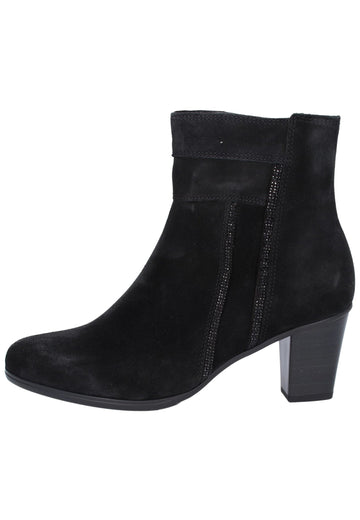 Gabor Stiefelette Veloursleder Schwarz - surf4shoes