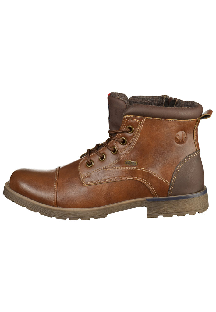 s.Oliver Stiefelette Lederimitat/Textil Cognac - surf4shoes