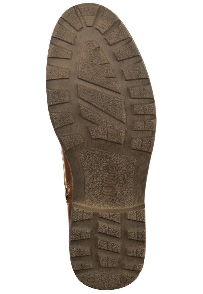 s.Oliver Stiefelette Lederimitat/Textil Cognac - surf4shoes