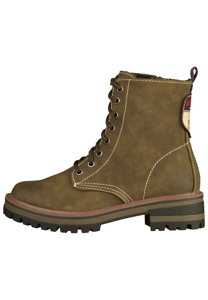 s.Oliver Stiefelette Lederimitat/Textil Oliv - surf4shoes