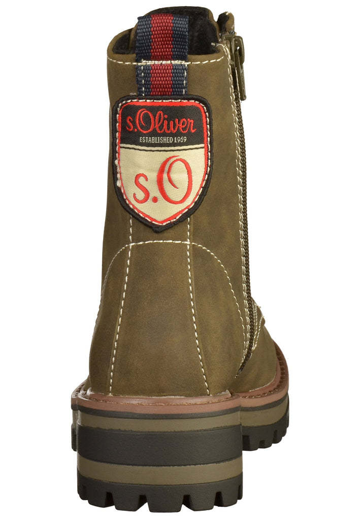 s.Oliver Stiefelette Lederimitat/Textil Oliv - surf4shoes