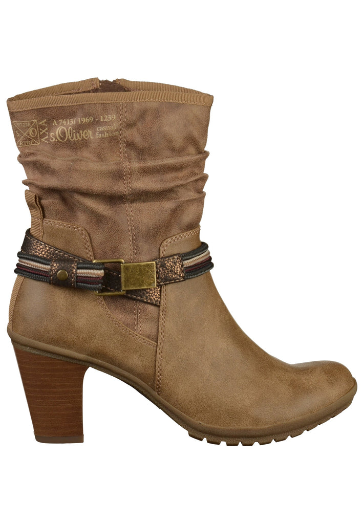 s.Oliver Stiefelette Lederimitat/Textil Braun - surf4shoes