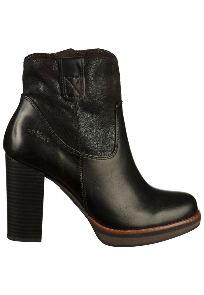 s.Oliver Stiefelette Lederimitat/Textil Schwarz - surf4shoes