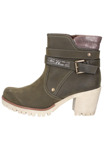 s.Oliver Stiefelette Lederimitat/Textil Oliv - surf4shoes