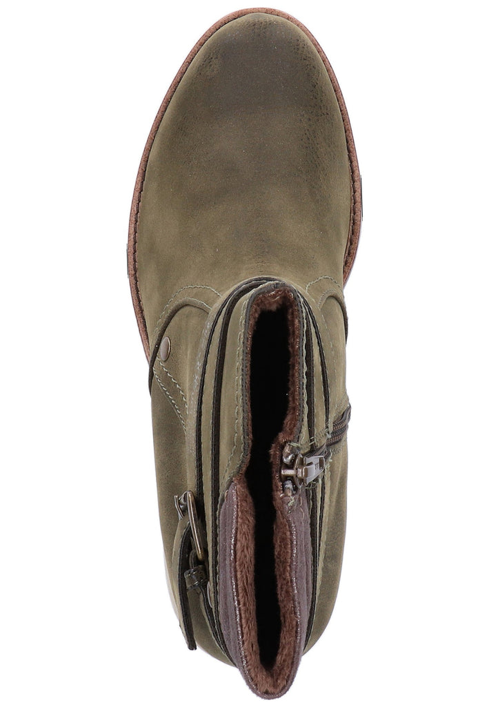 s.Oliver Stiefelette Lederimitat/Textil Oliv - surf4shoes