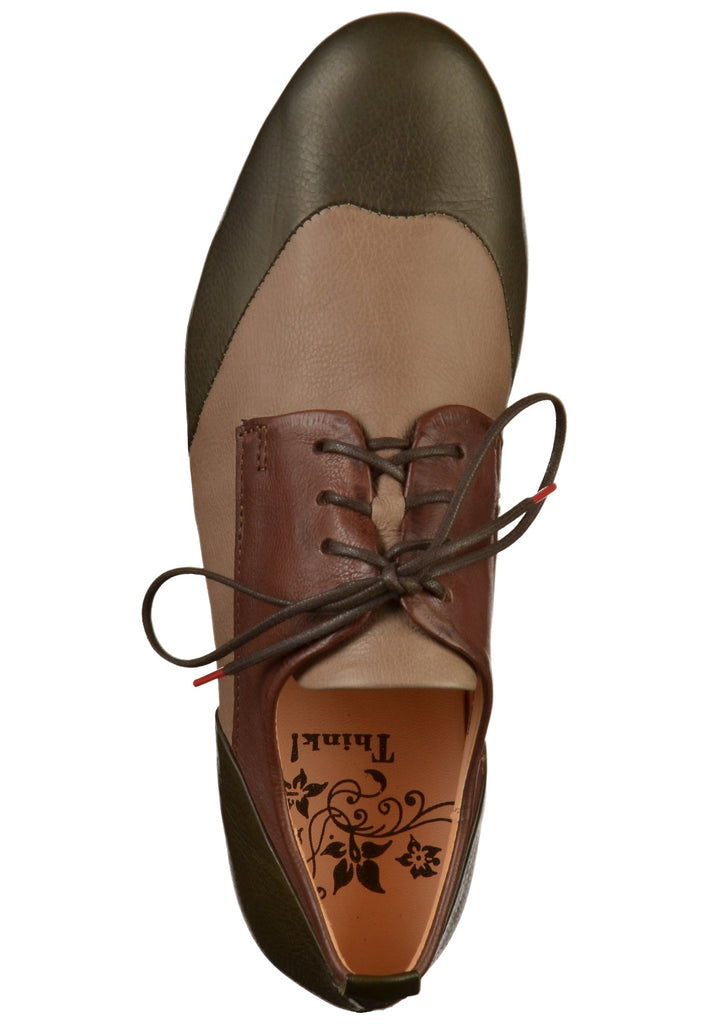 Think! Halbschuhe Leder Oliv - surf4shoes