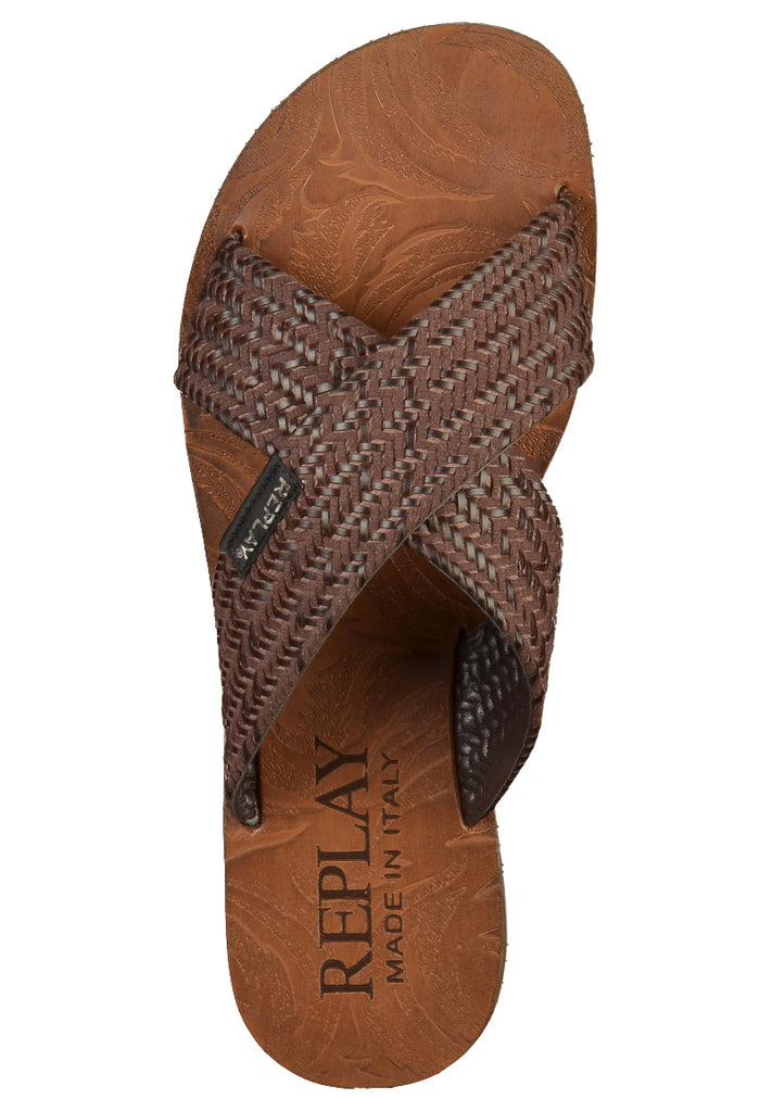 Replay Pantoletten Textil Braun - surf4shoes