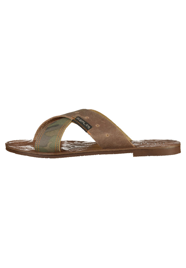 Replay Pantoletten Leder/Textil Braun - surf4shoes