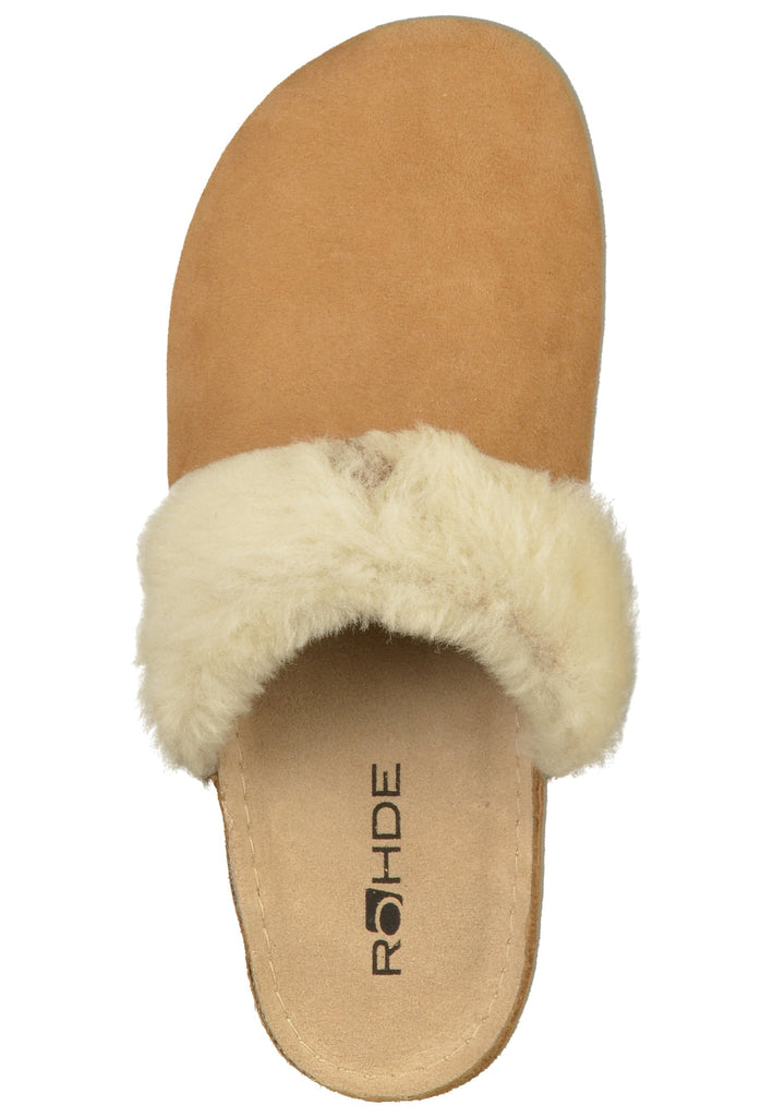 Rohde Pantoletten Textil Braun Warmfutter - surf4shoes